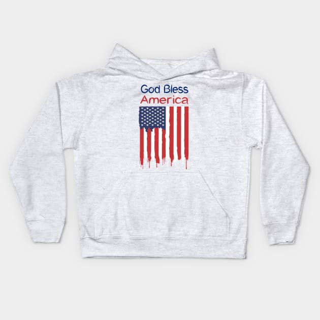 God Bless America Kids Hoodie by AlondraHanley